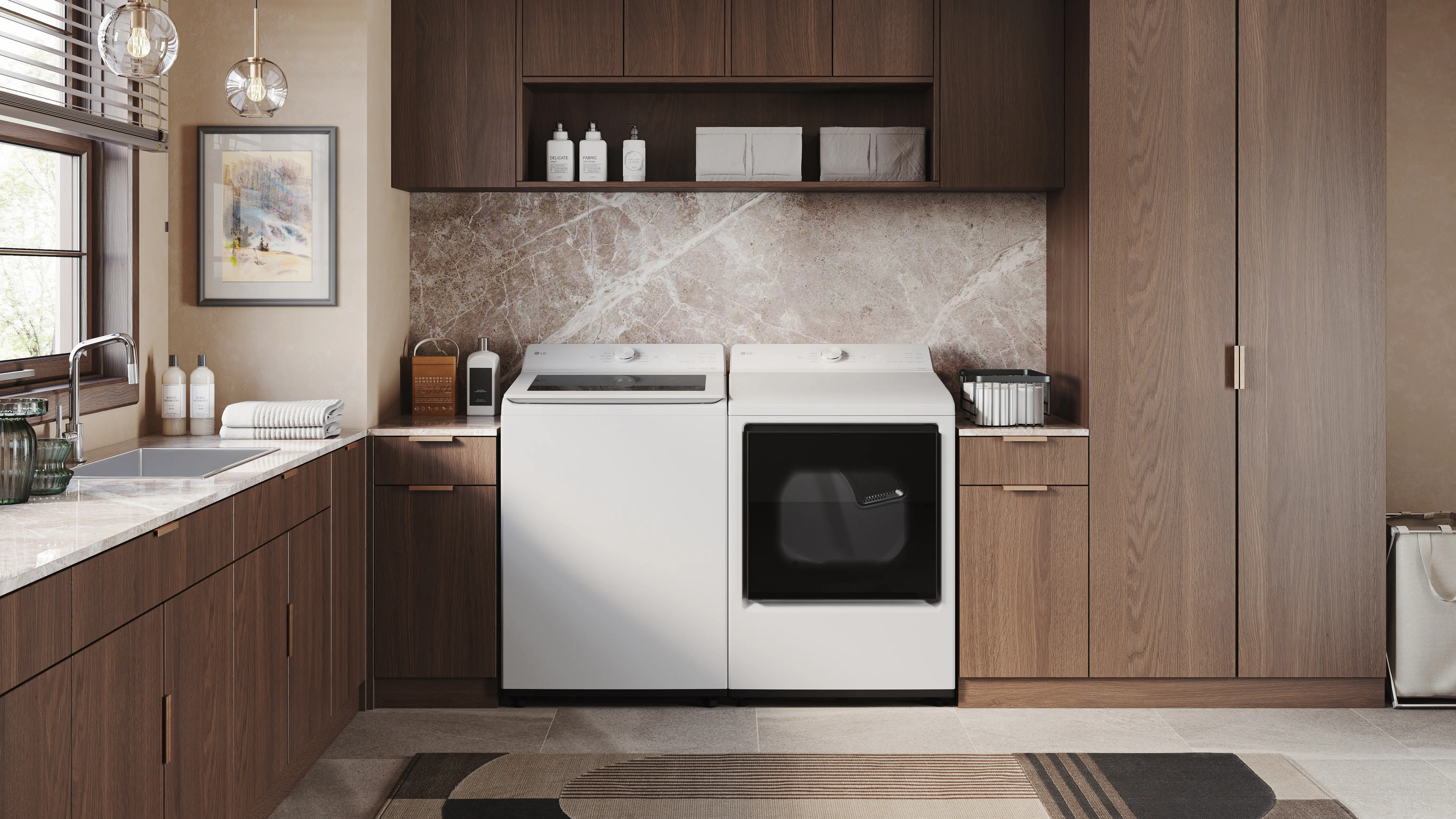 .LG-W/W-8200-GAS-PR LG 8200 Gas Top Load Washer and Dryer Set - White-2