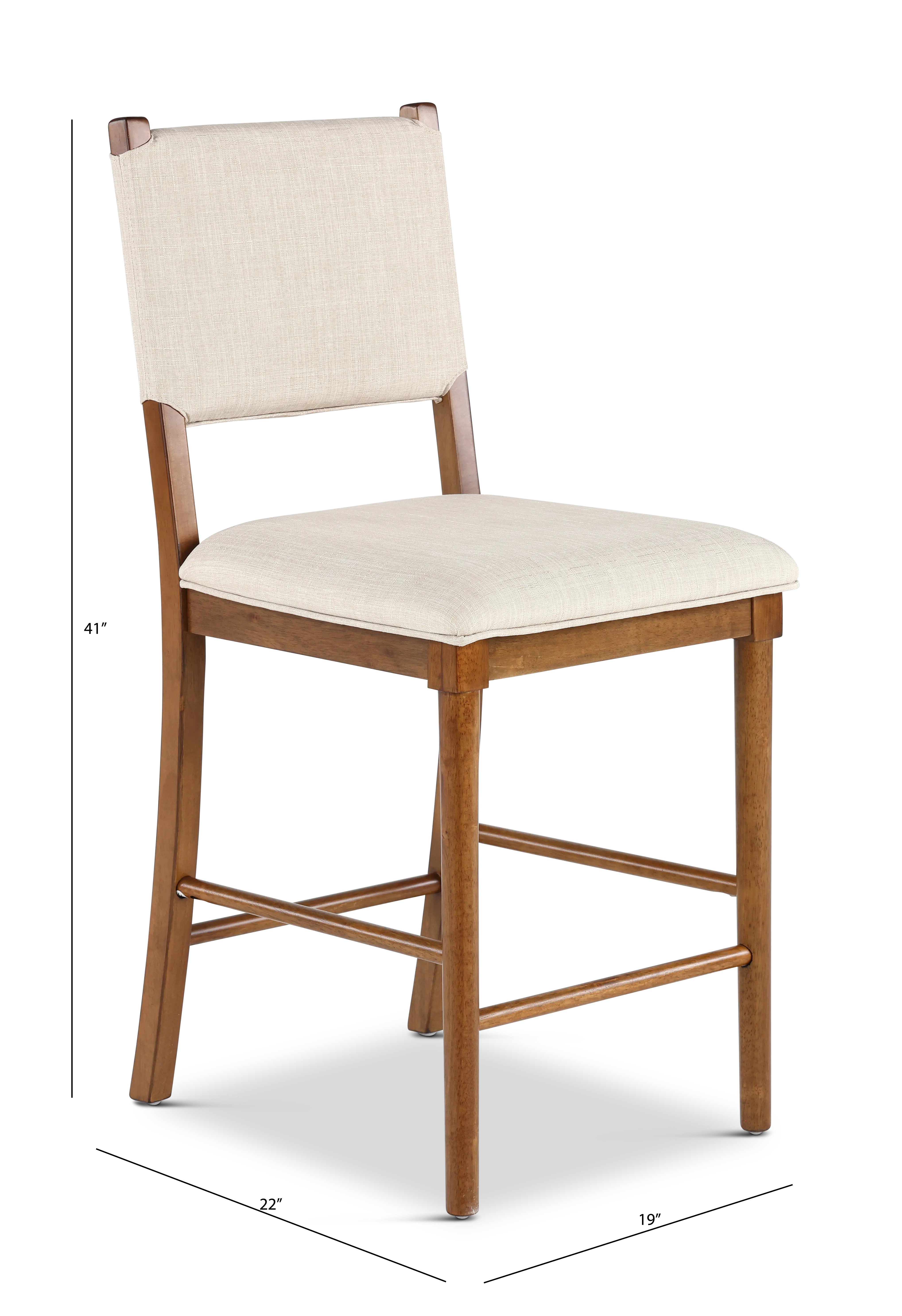 Oslo Pecan Brown and Linen Counter Height Stool-3