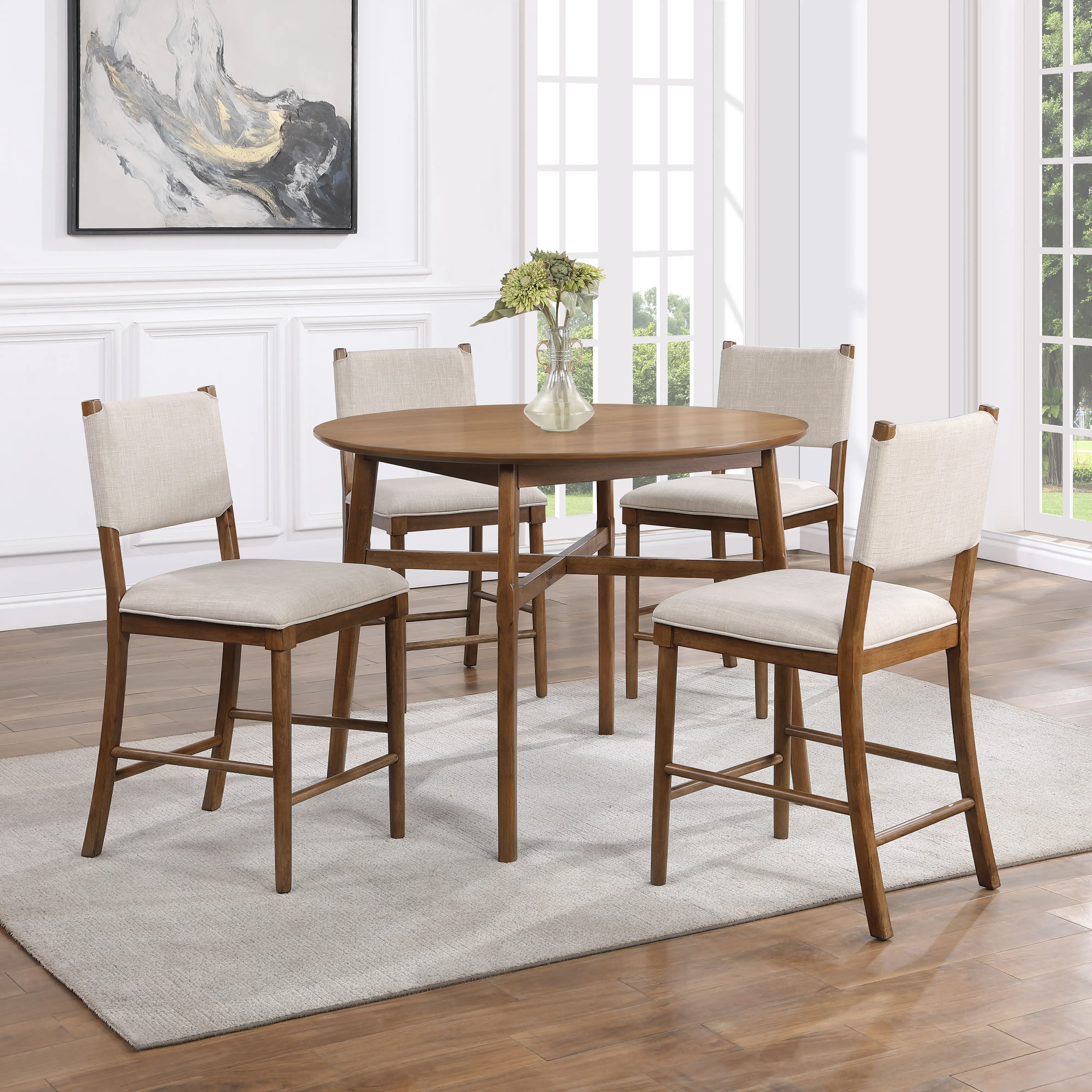 Oslo Pecan Brown 5 Piece Counter Height Dining Set-2