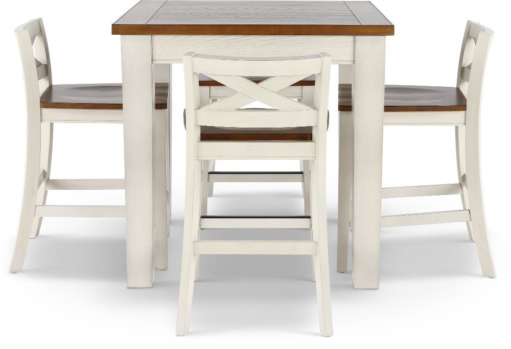 Lindale White and Oak 5 Piece Counter Height Dining Set