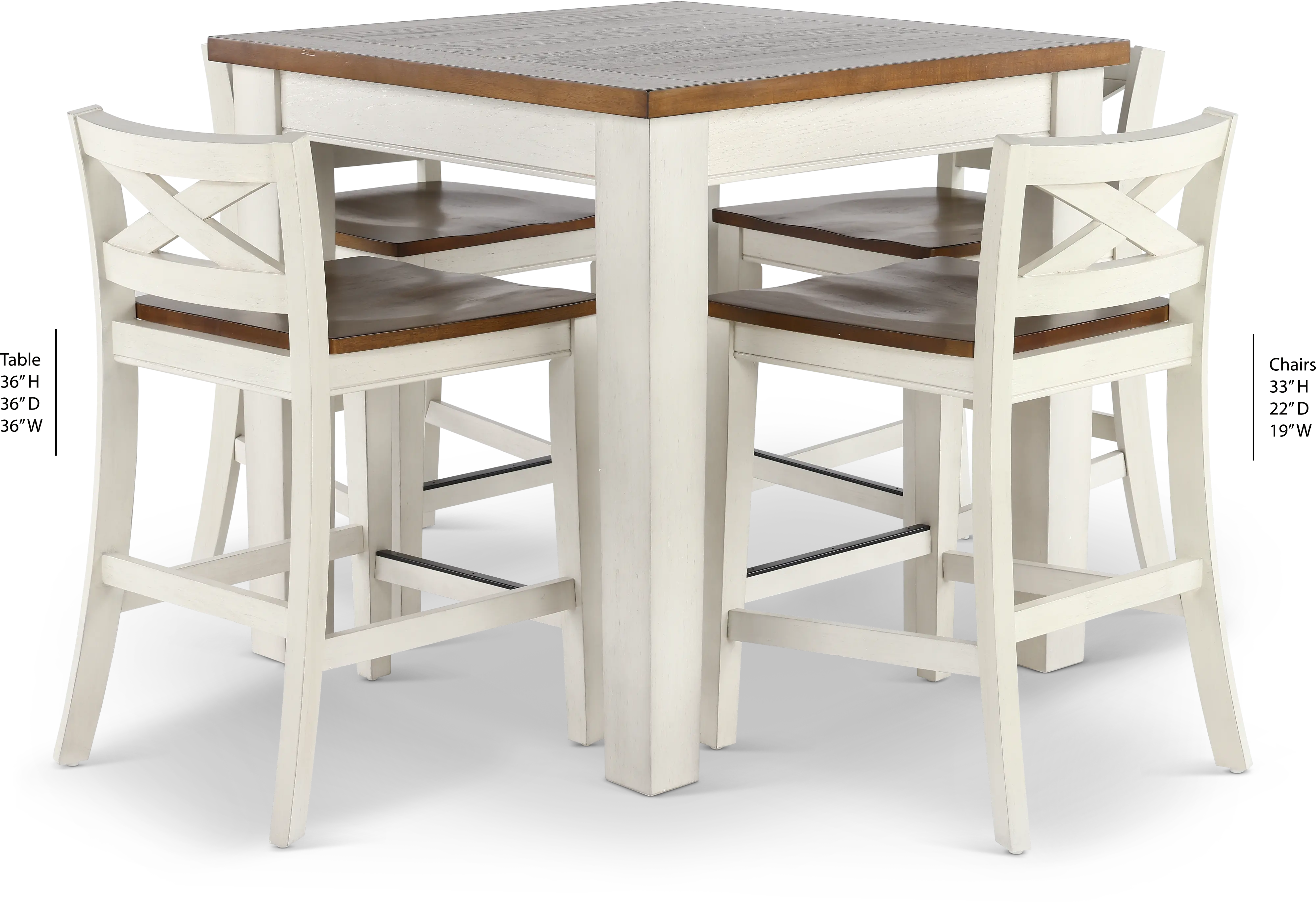 Lindale White and Oak 5 Piece Counter Height Dining Set-3