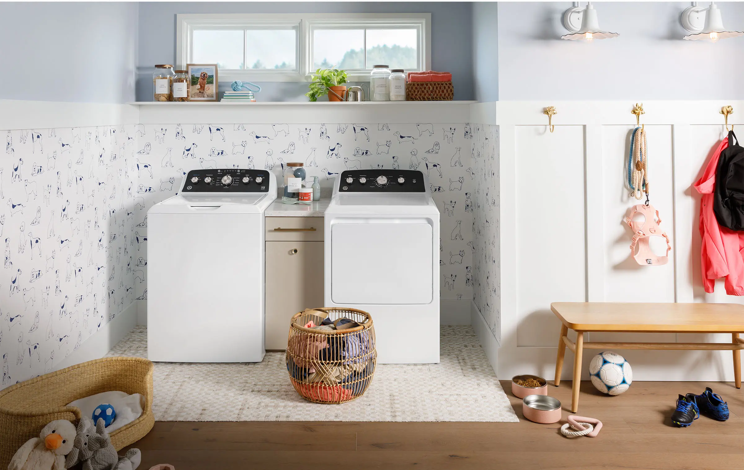 .GE-W/W-485-ELE-PR GE 485 Electric Top Load Washer and Dryer Set - White-2