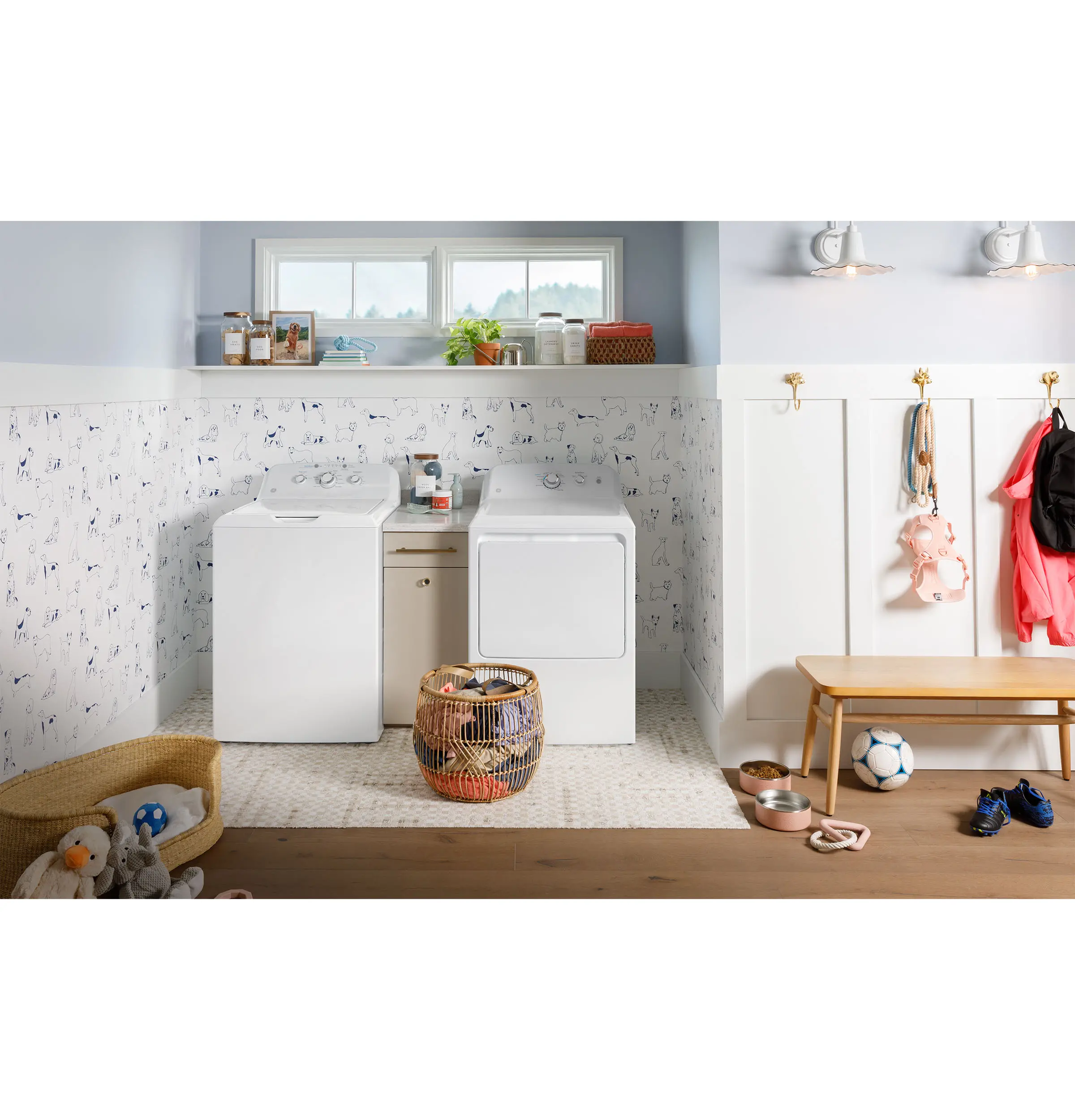 .GE-W/W-325-GAS-PR GE 325 Gas Top Load Washer and Dryer Pair - White-2