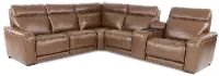 Zeppelin Brown 6-Piece Power Reclining Sectional with Bluetooth Audio System