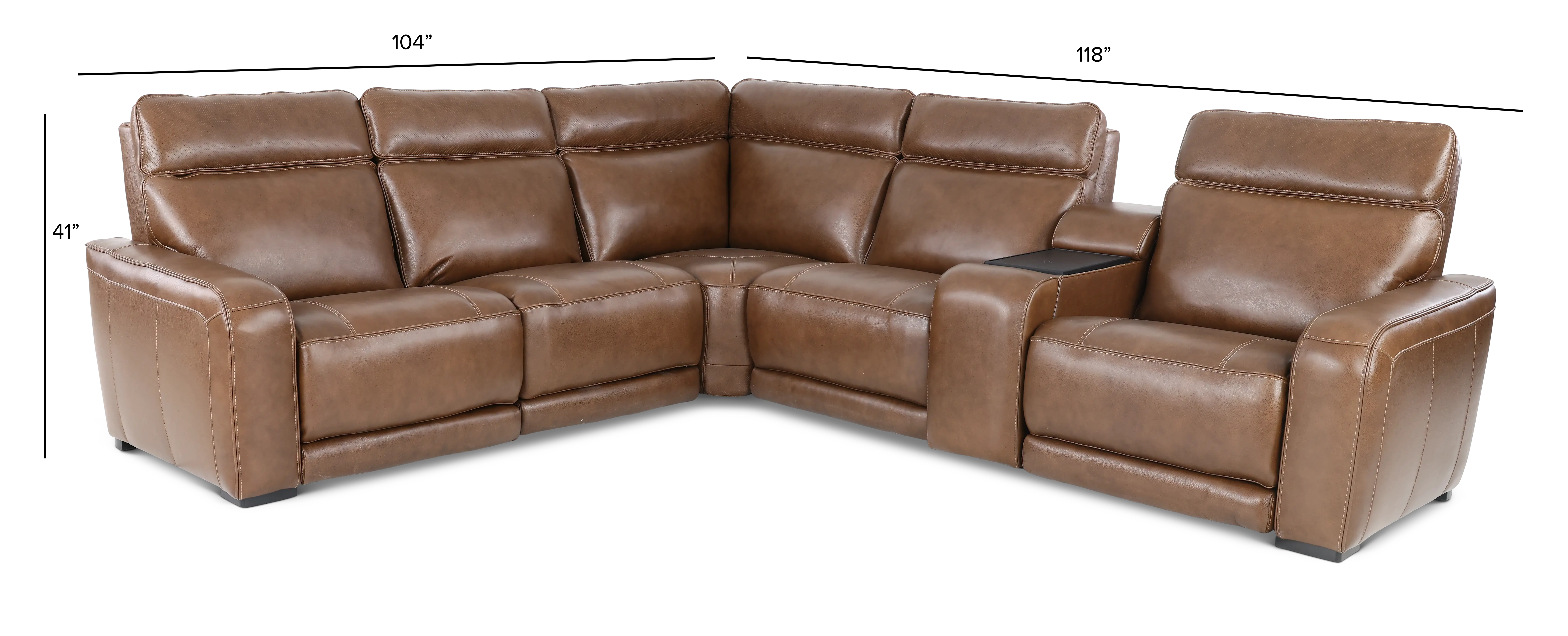 Zeppelin Brown 6-Piece Power Reclining Sectional with