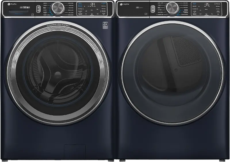 GE 870 Front Load Electric Washer and Dryer Set - Blue