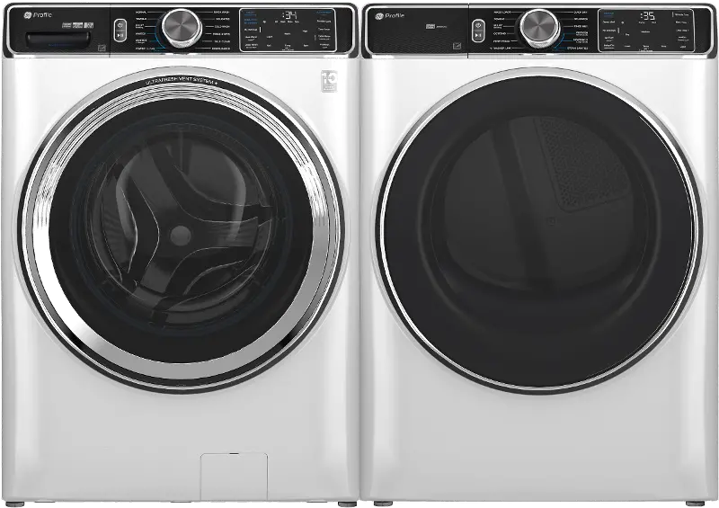GE 870 Front Load Electric Washer and Dryer Set - White