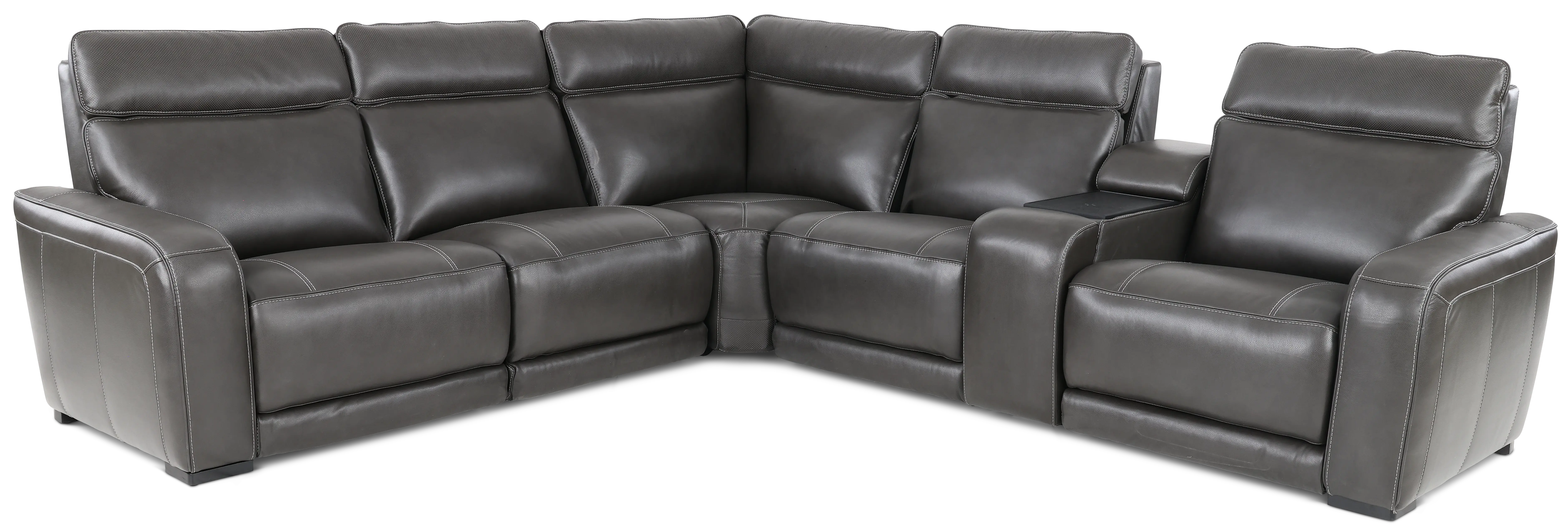Zeppelin Gray 6-Piece Power Reclining Sectional with Bluetooth Audio System-1
