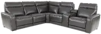 Zeppelin Gray 6-Piece Power Reclining Sectional with Bluetooth Audio System