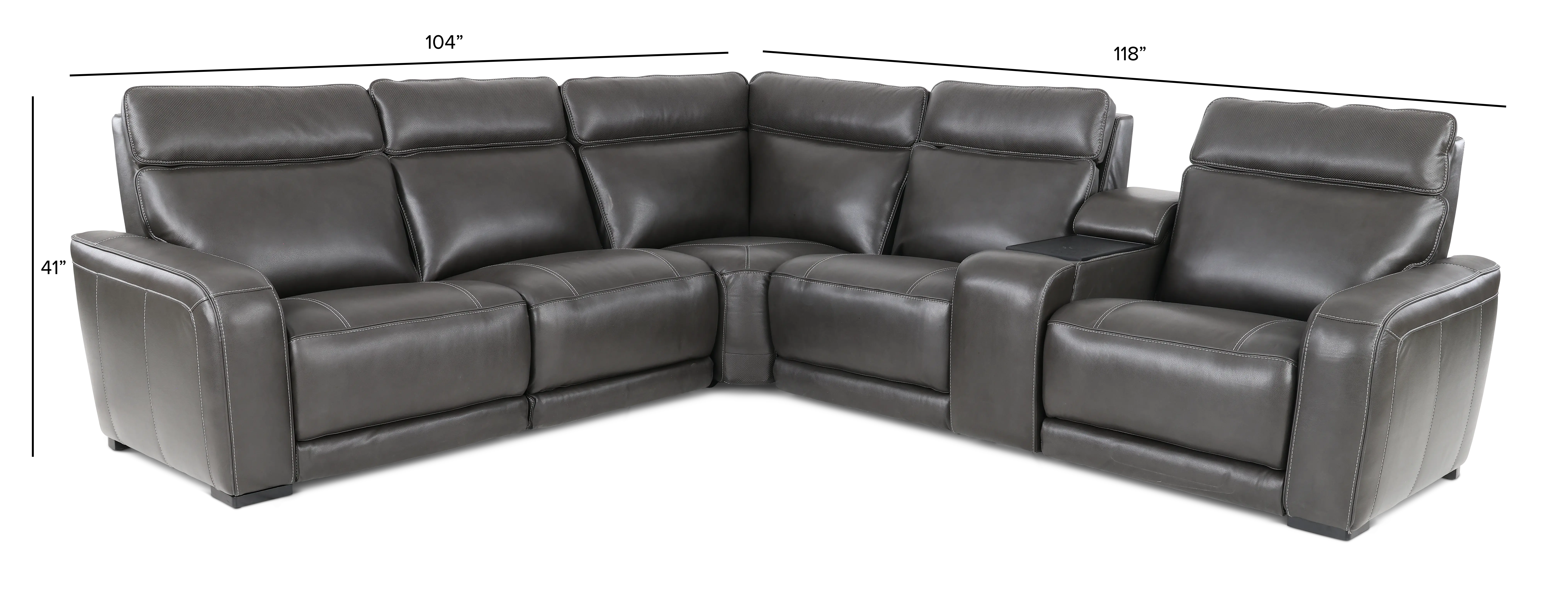 Zeppelin Gray 6-Piece Power Reclining Sectional with Bluetooth Audio System-3