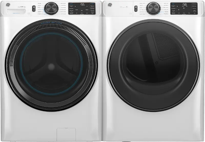 GE 655 Front Load Electric Washer and Dryer Set - White