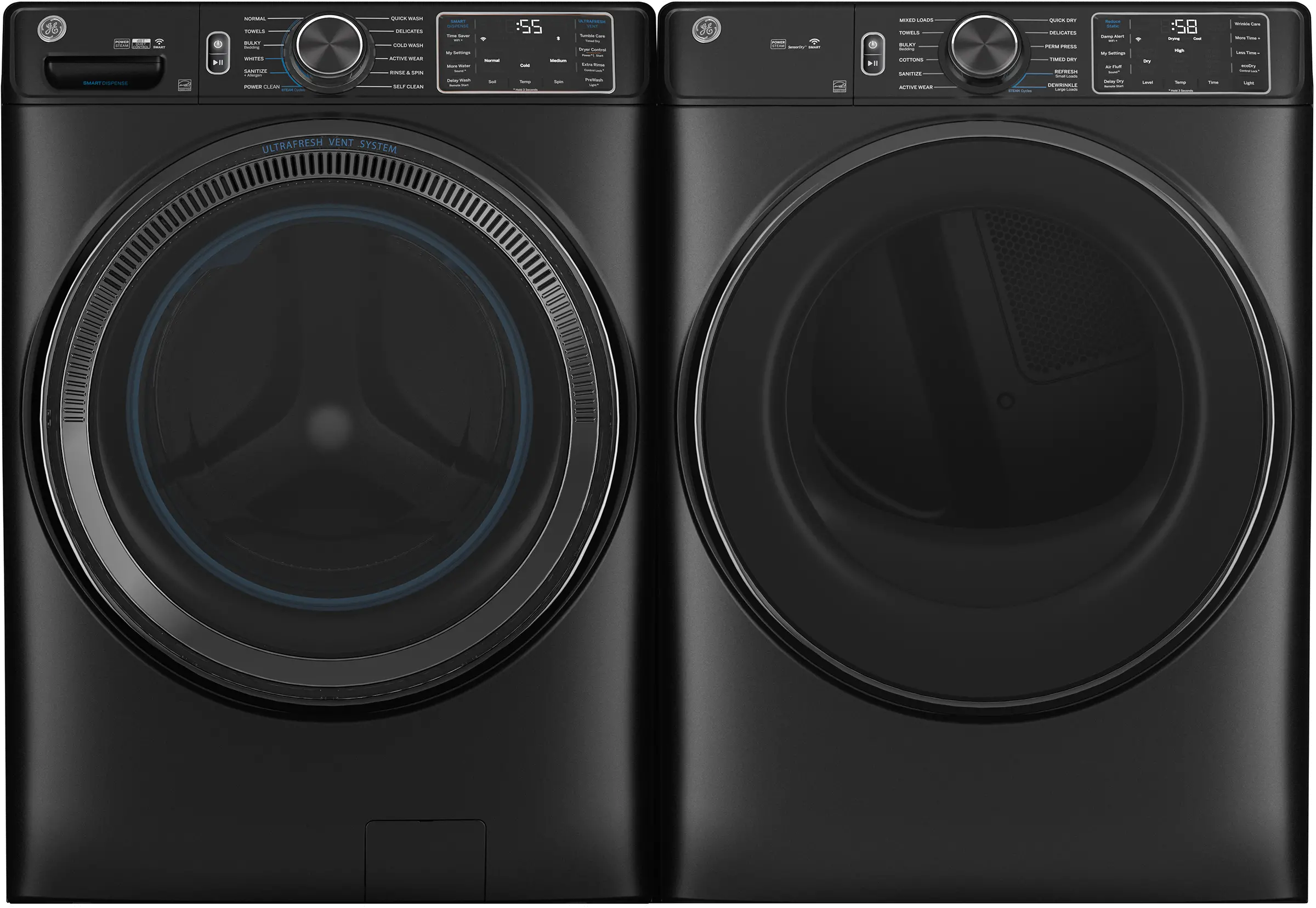.GE-C/G-655-ELE-PR GE 655 Front Load Electric Washer and Dryer Set - Black-1
