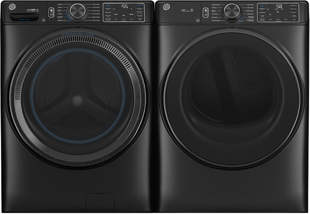 GE 655 Front Load Electric Washer and Dryer Set - Black