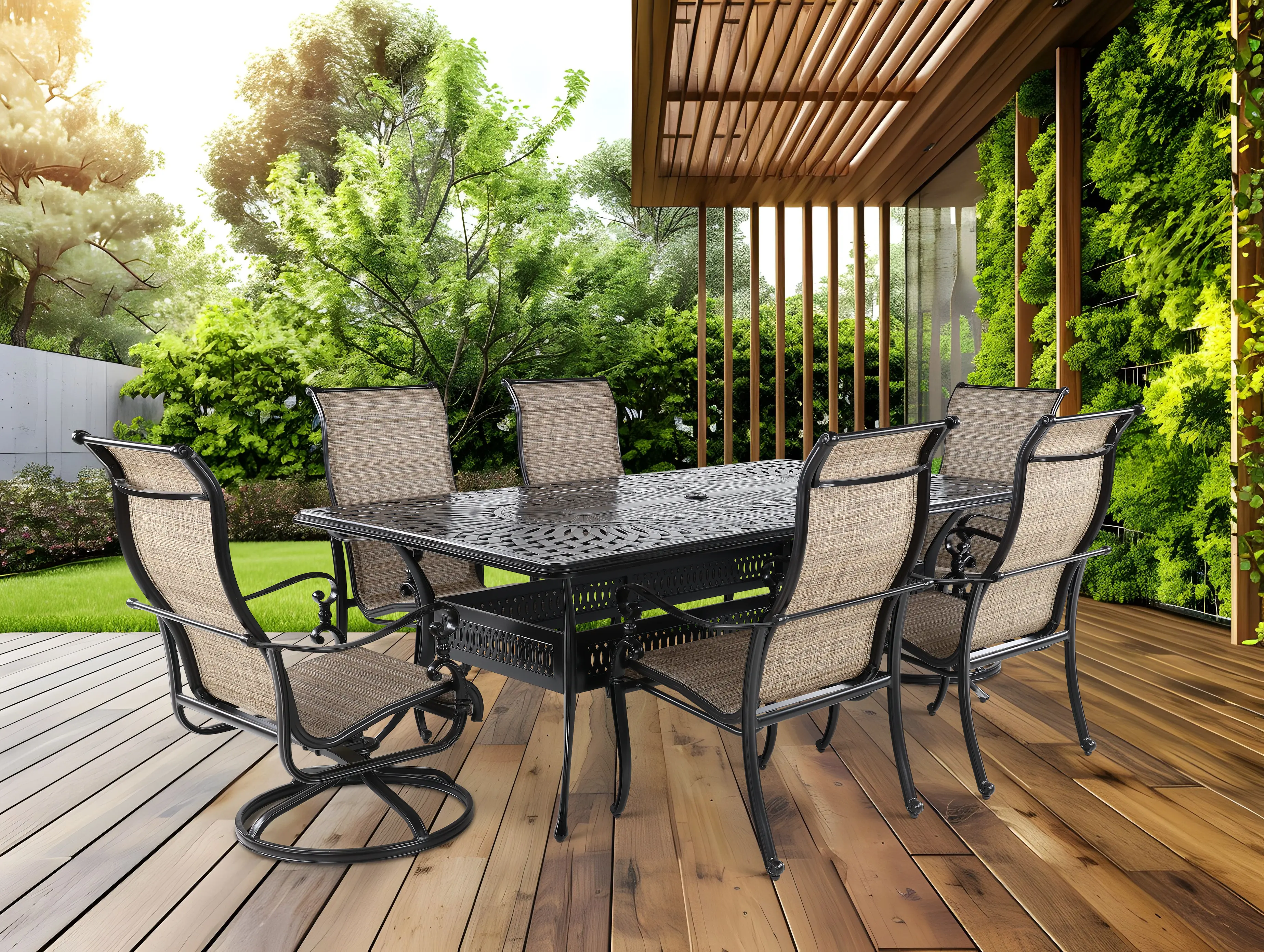 Montreal 7 Piece Brown Patio Dining Set-2