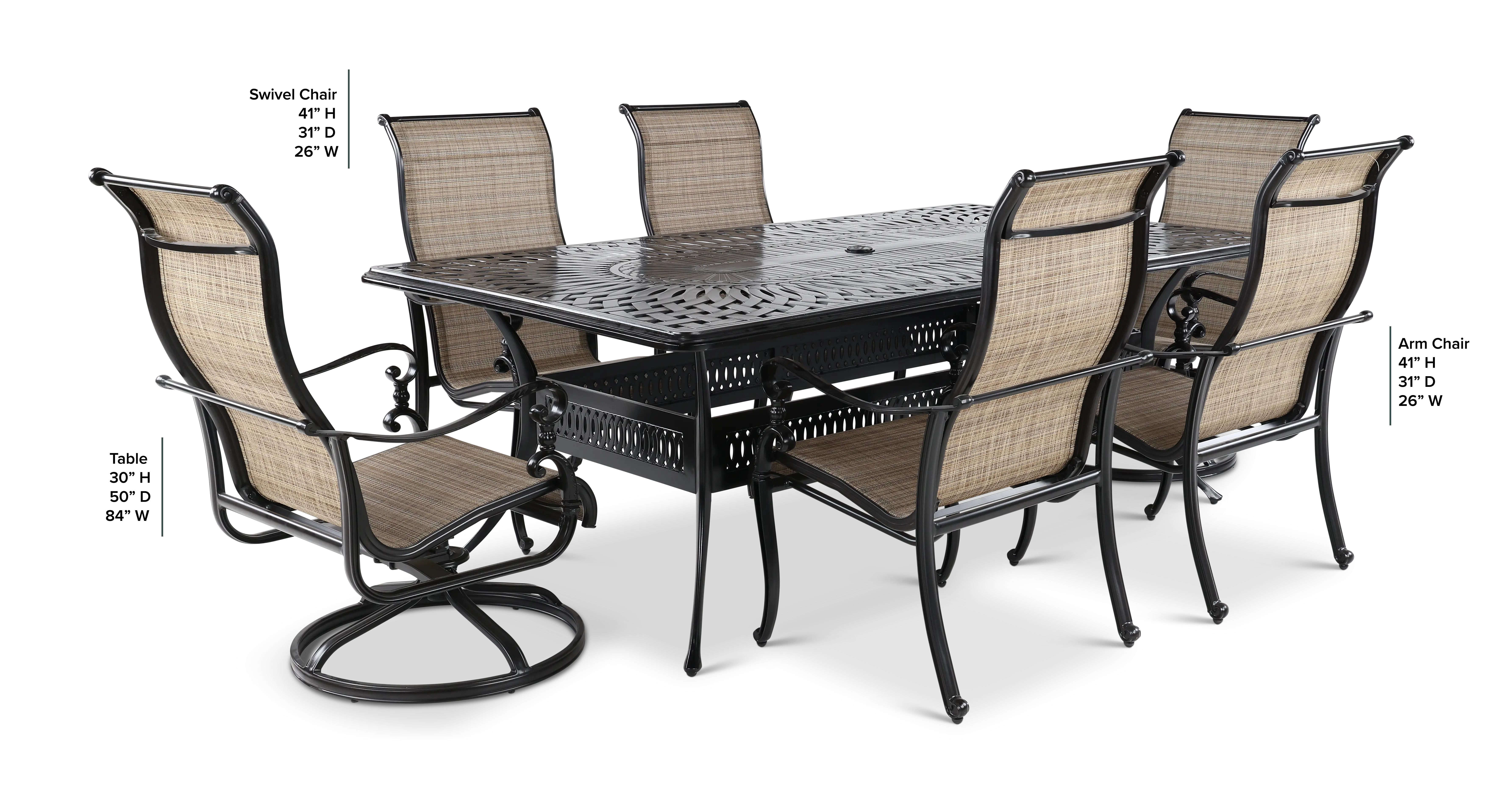 Montreal 7 Piece Brown Patio Dining Set-3