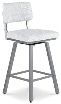 Phoebe Silver and Light Gray Upholstered Counter Height Stool