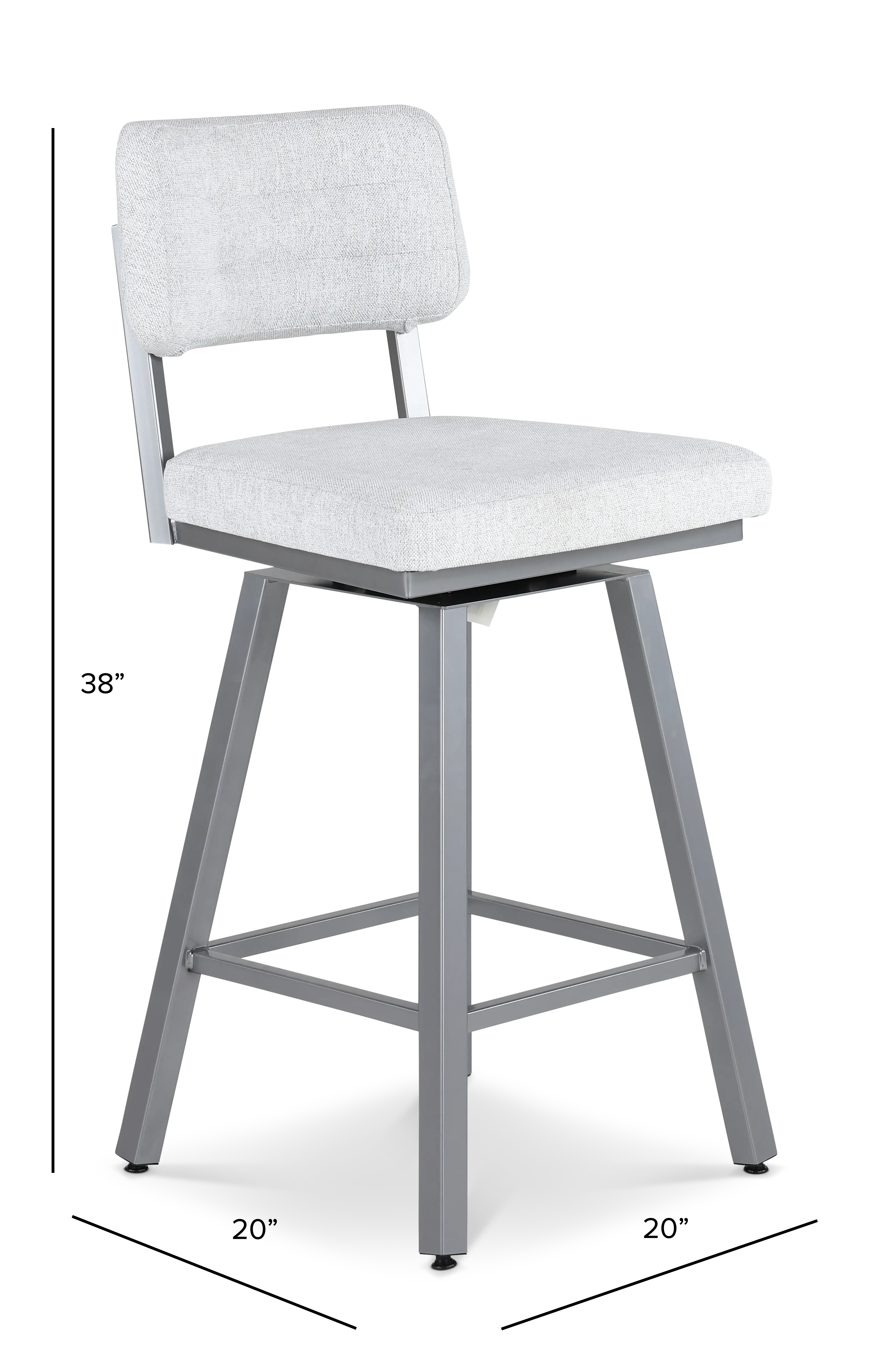 Phoebe Silver and Light Gray Upholstered Counter Height Stool-3