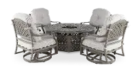 Macan 5 Piece Gray and Off-White Patio Fire Pit Set