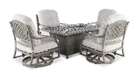 Macan 5 Piece Gray and Off White Swivel Glider Patio Set