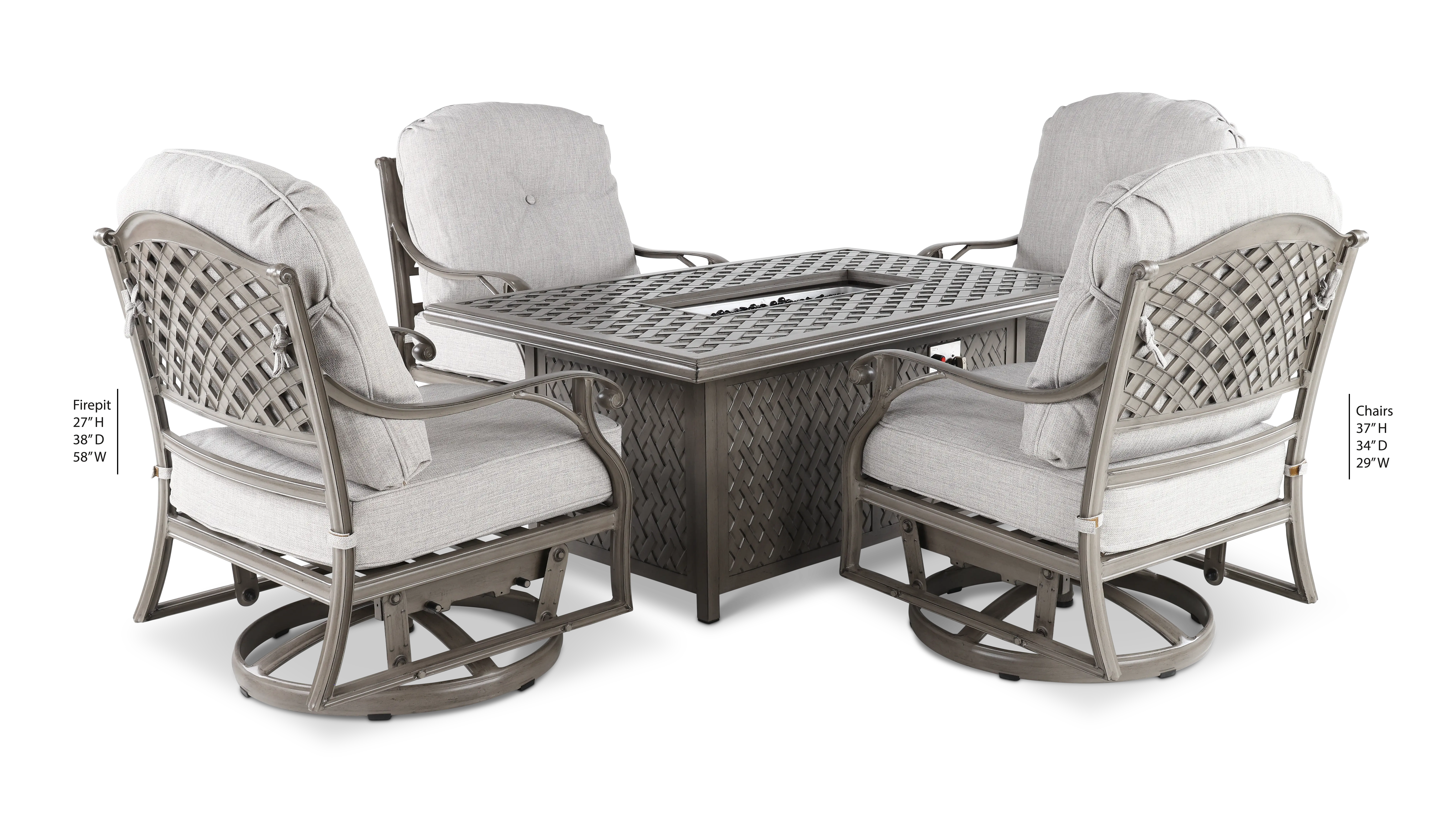 Macan 5 Piece Gray and Off White Swivel Glider Patio Set-3