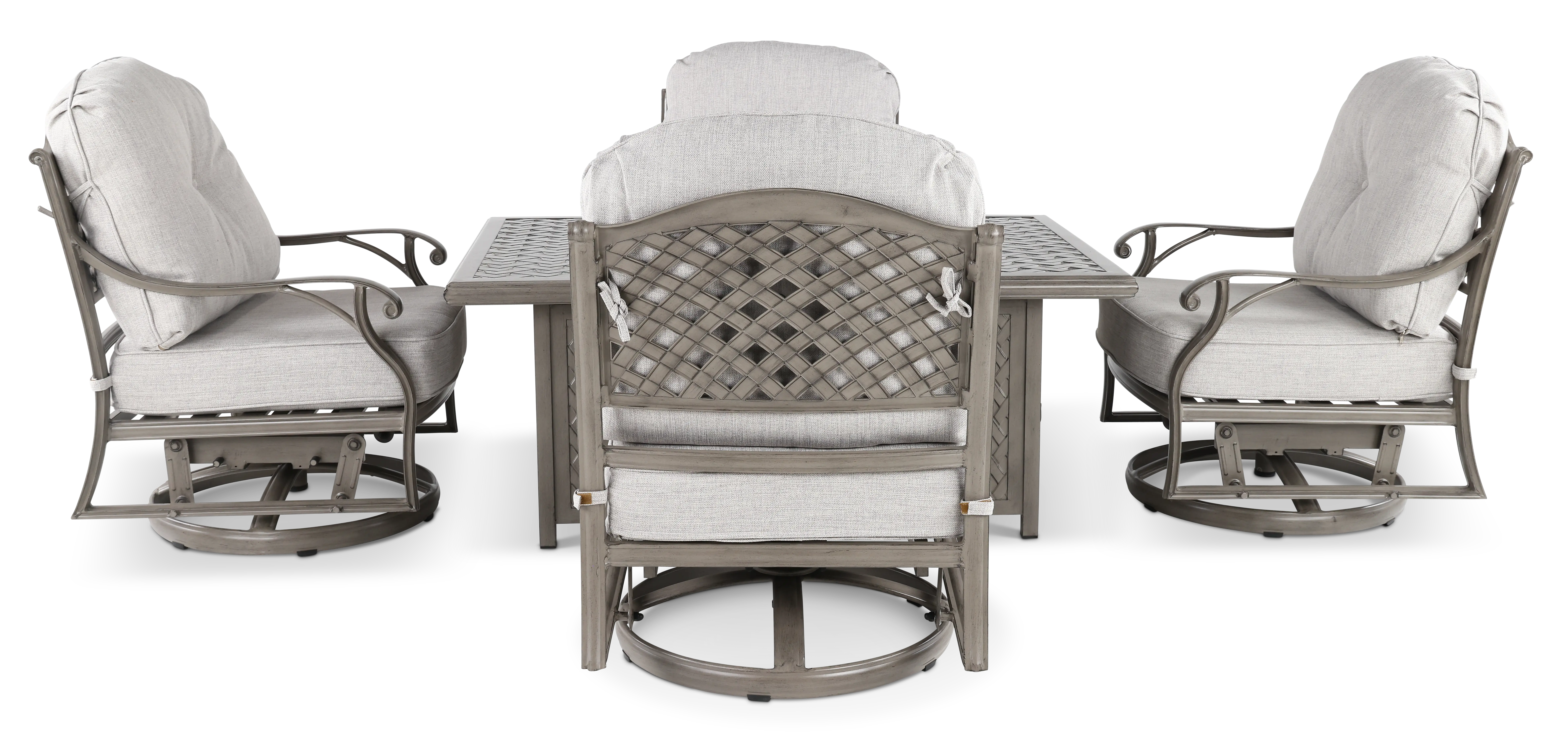 Macan 5 Piece Gray and Off White Swivel Glider Patio Set-4