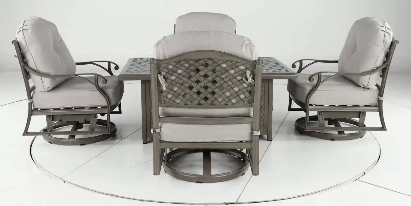 Macan 5 Piece Gray and Off White Swivel Glider Patio Set-5