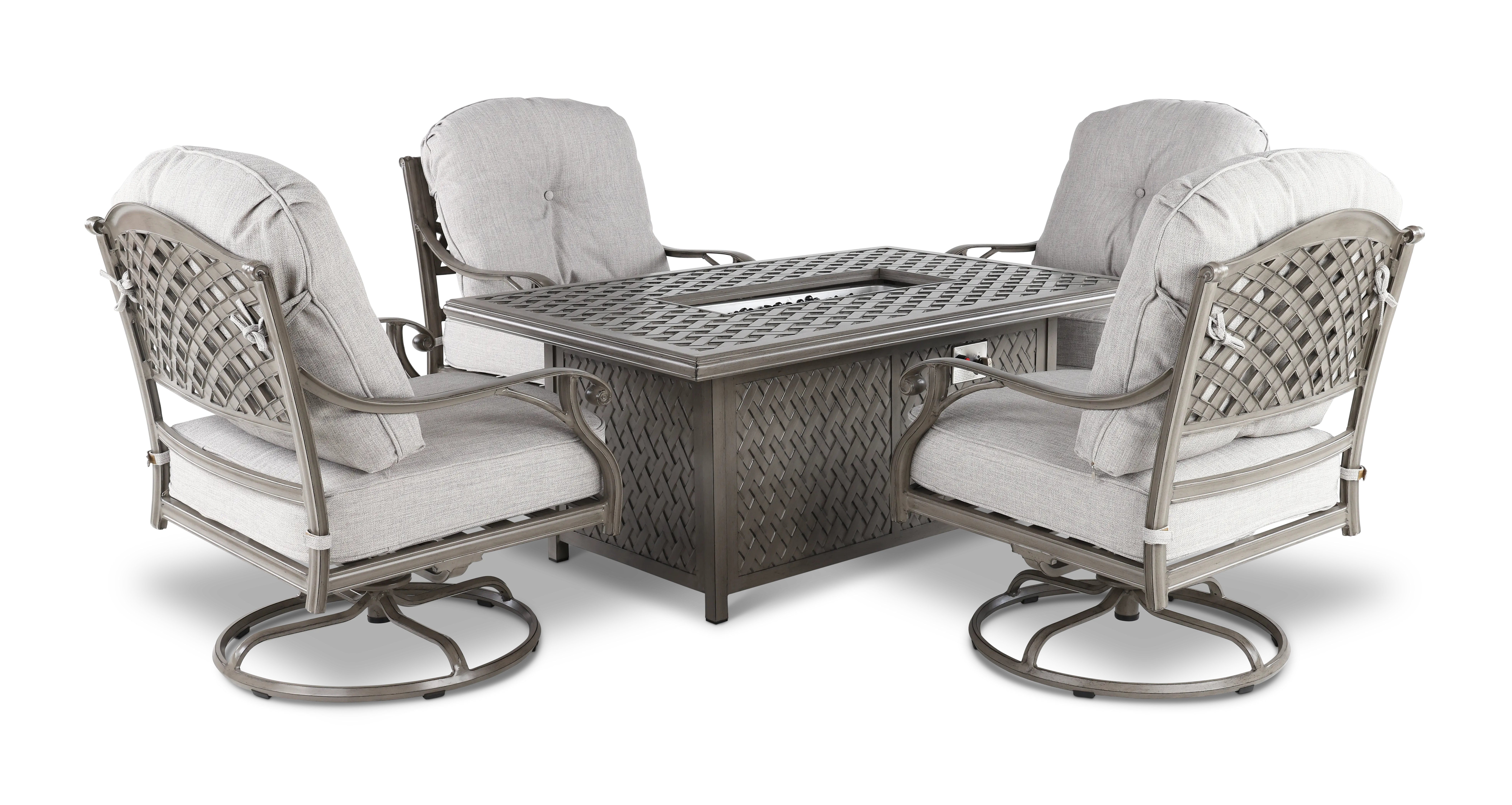 Macan 5 Piece Gray and Off White Swivel Rocker Patio Set-1