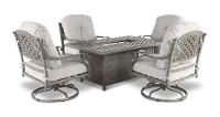 Macan 5 Piece Gray and Off White Swivel Rocker Patio Set