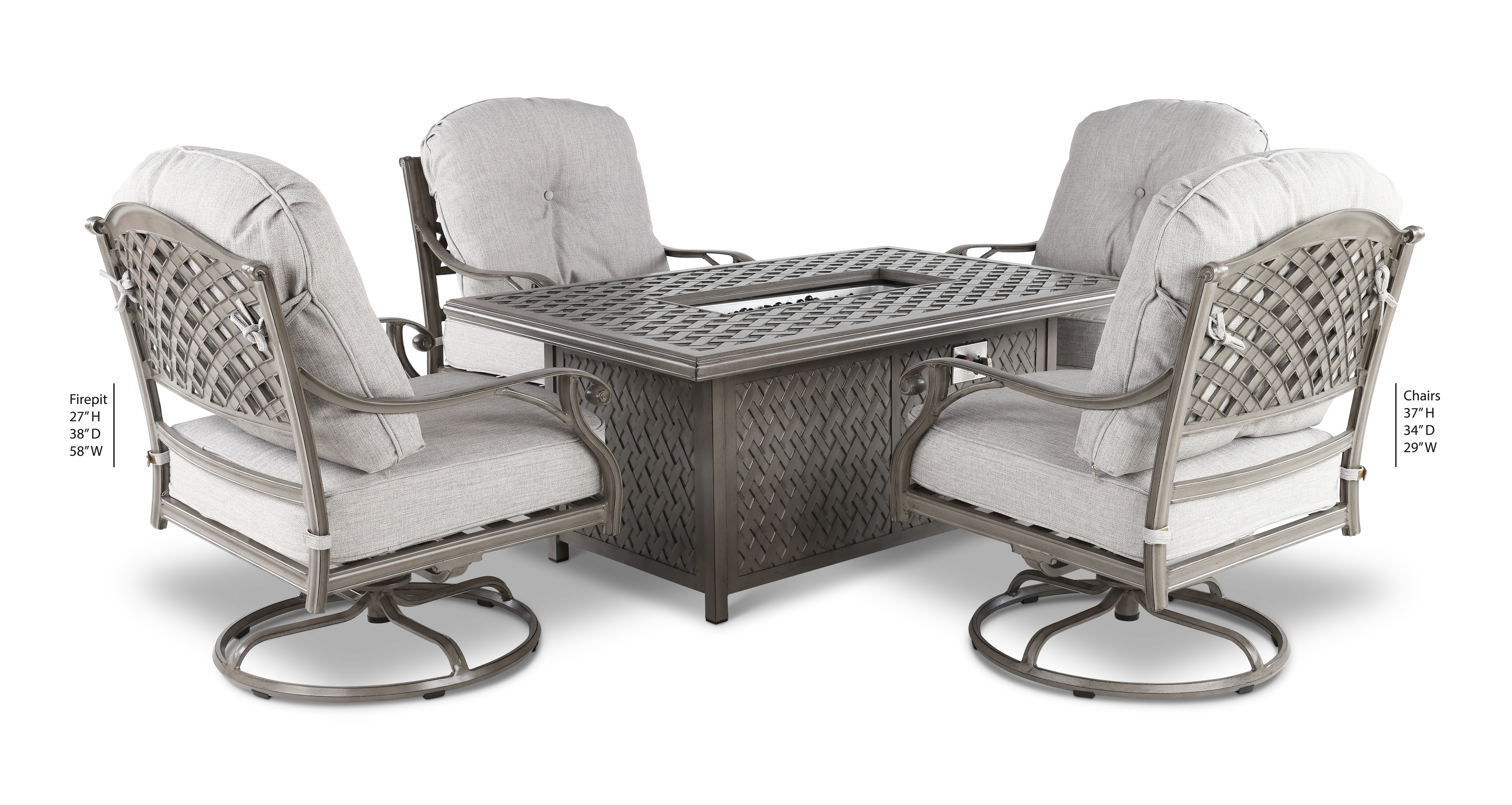Macan 5 Piece Gray and Off White Swivel Rocker Patio Set-3