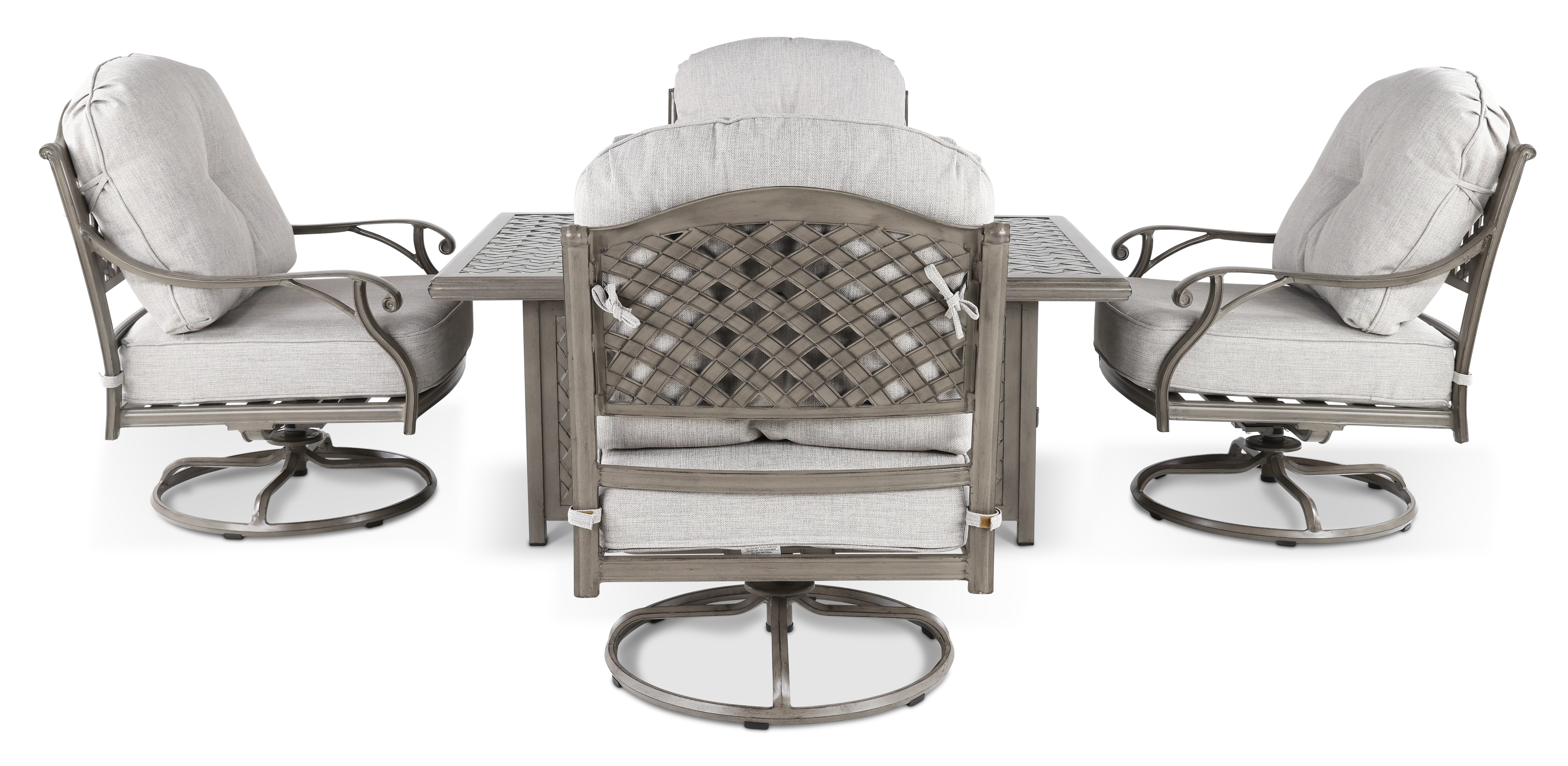 Macan 5 Piece Gray and Off White Swivel Rocker Patio Set-4