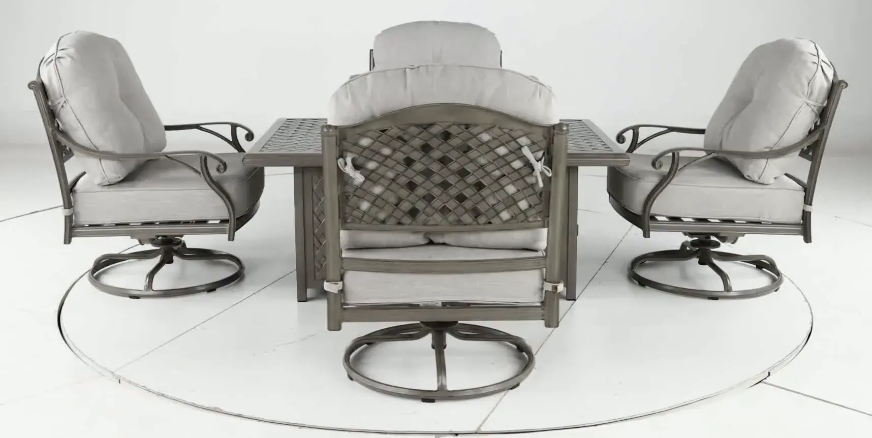 Macan 5 Piece Gray and Off White Swivel Rocker Patio Set-5