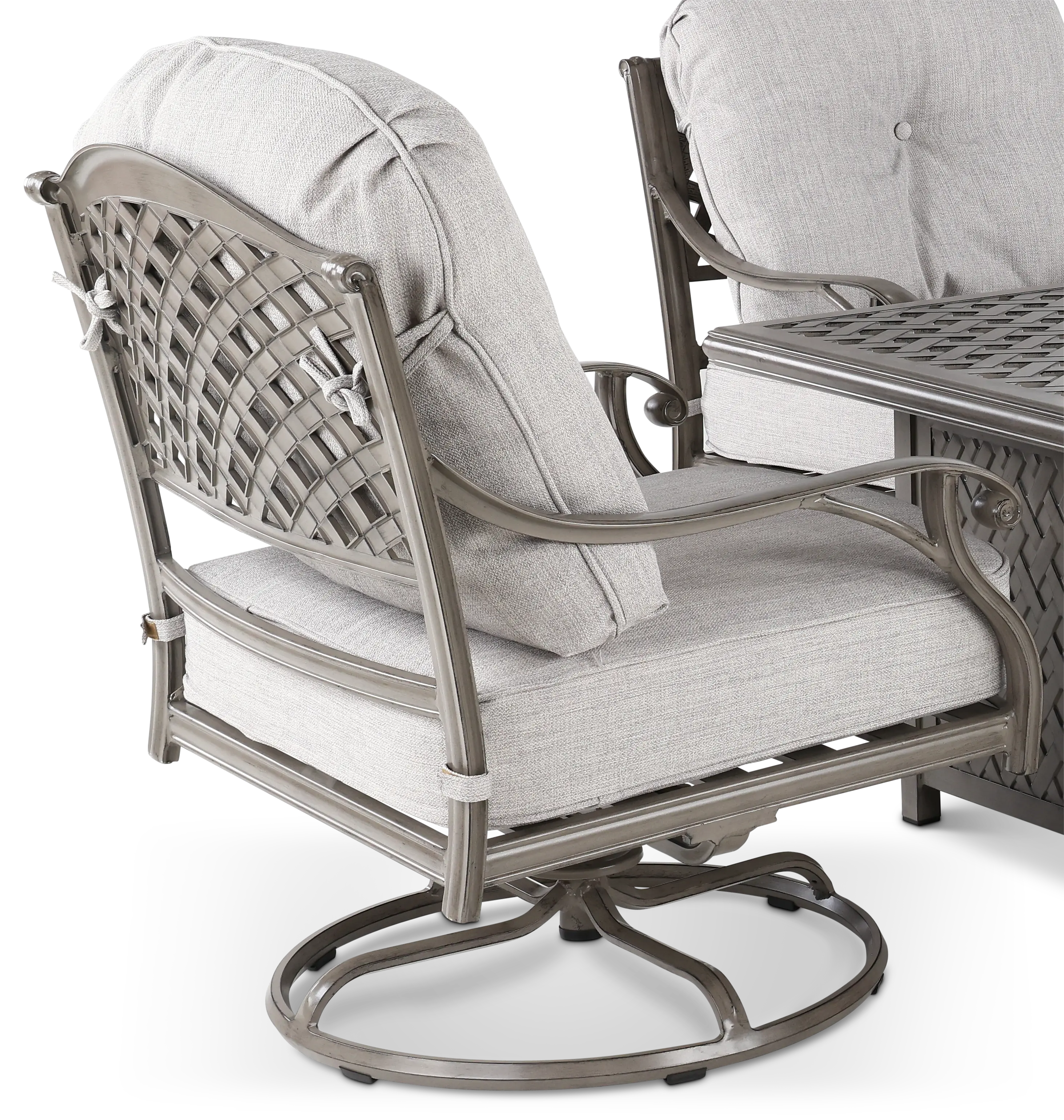 Macan 5 Piece Gray and Off White Swivel Rocker Patio Set-6