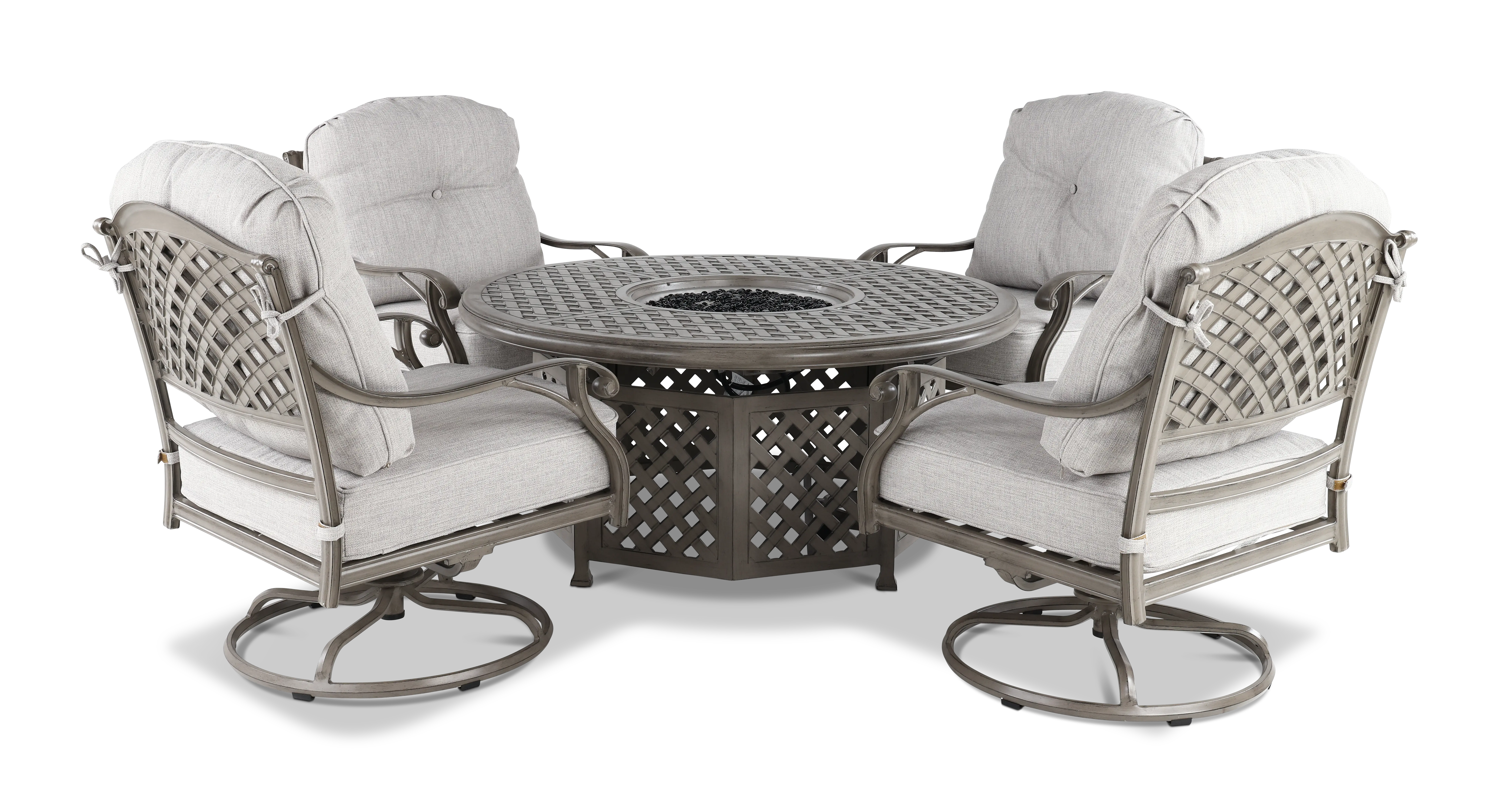 Macan 5 Piece Gray and Off White Firepit Patio Set-1