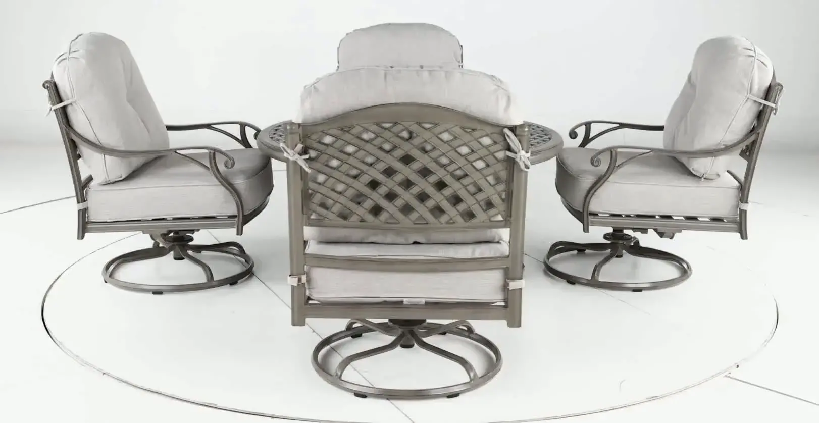 Macan 5 Piece Gray and Off White Firepit Patio Set-10
