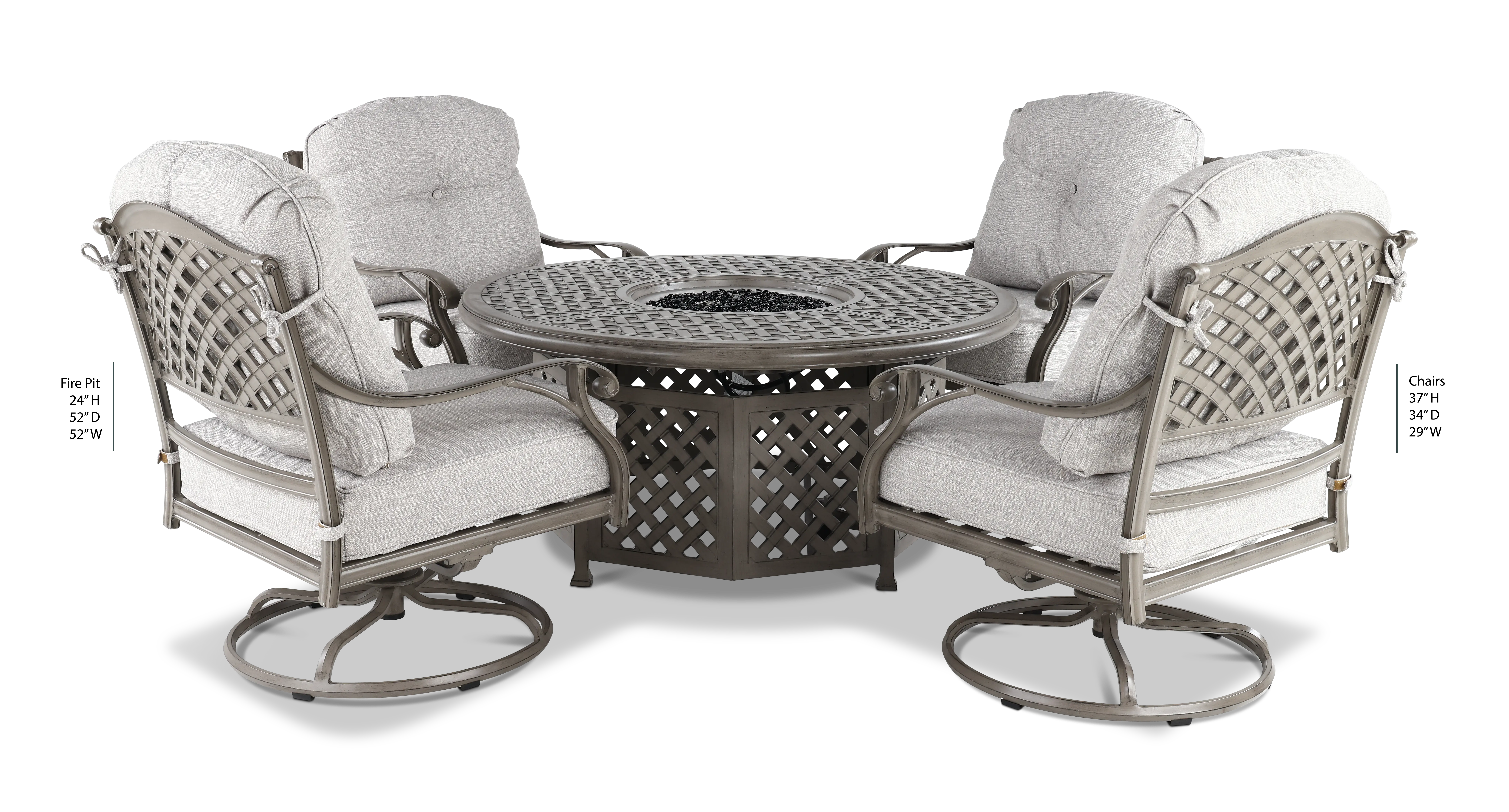 Macan 5 Piece Gray and Off White Firepit Patio Set-3
