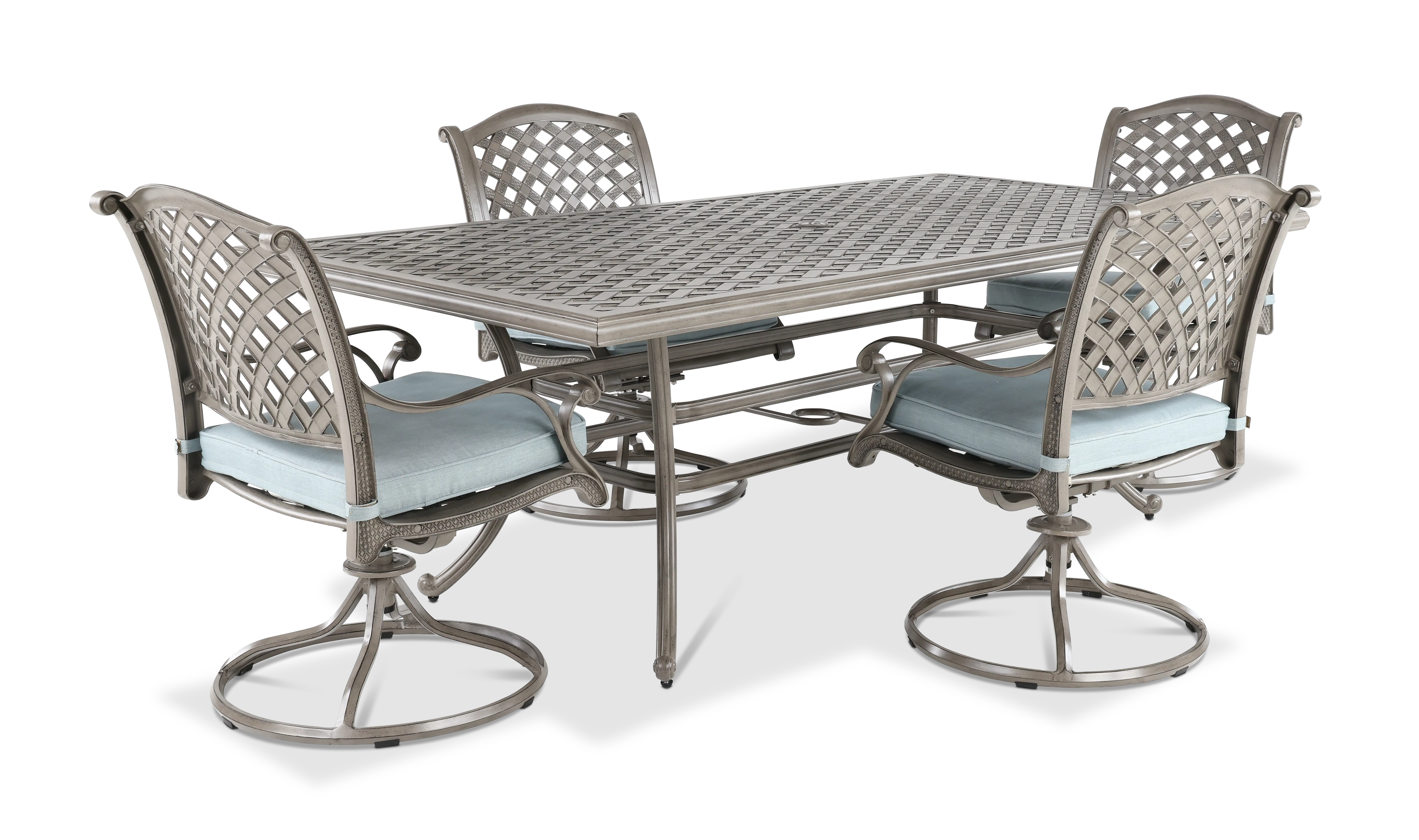 Macan 5 Piece Gray and Blue Patio Dining Set-1