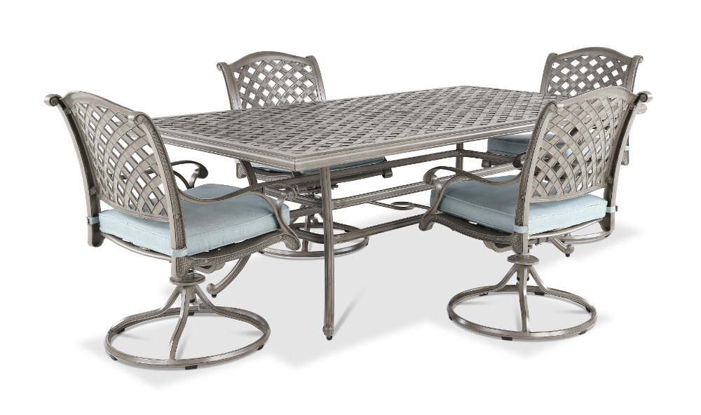 Macan 5 Piece Gray and Blue Patio Dining Set