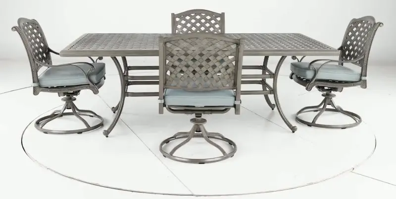 Macan 5 Piece Gray and Blue Patio Dining Set