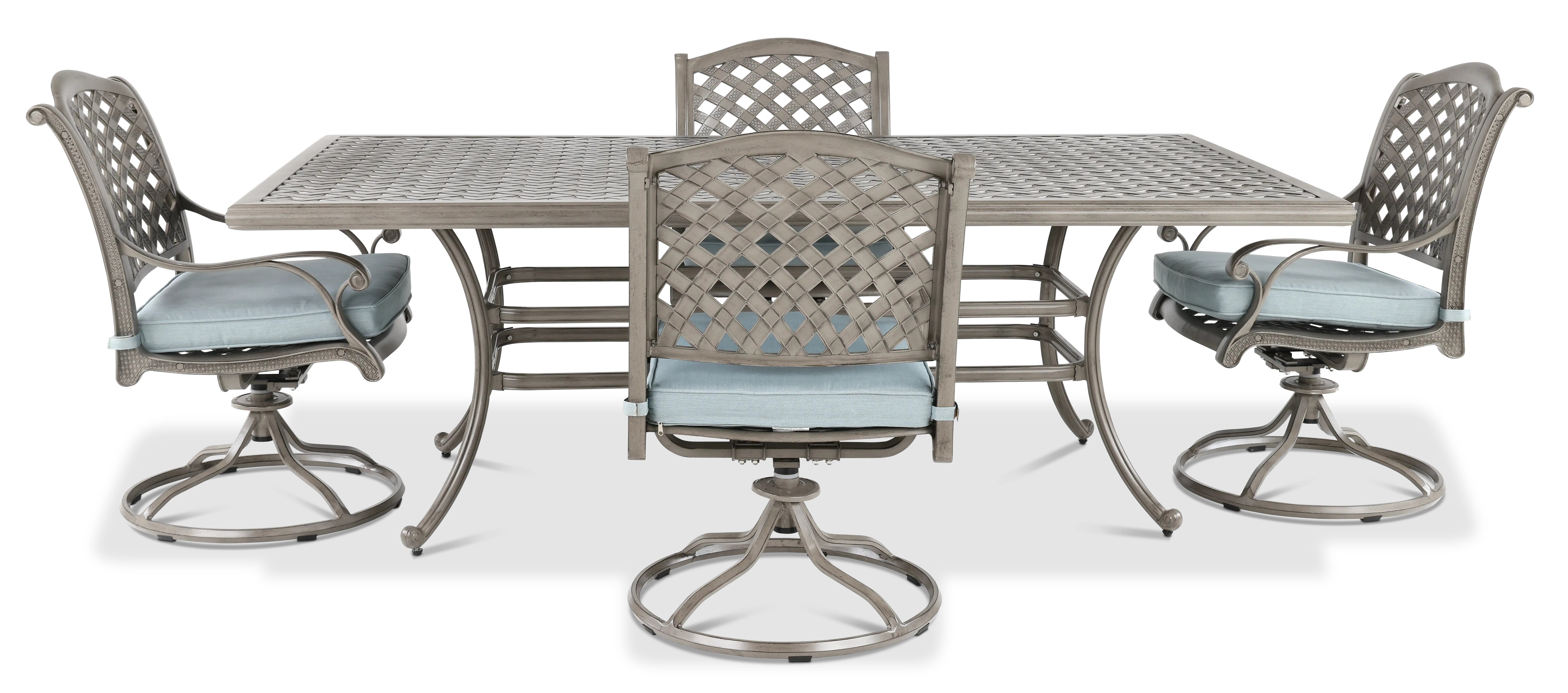 Macan 5 Piece Gray and Blue Patio Dining Set-4