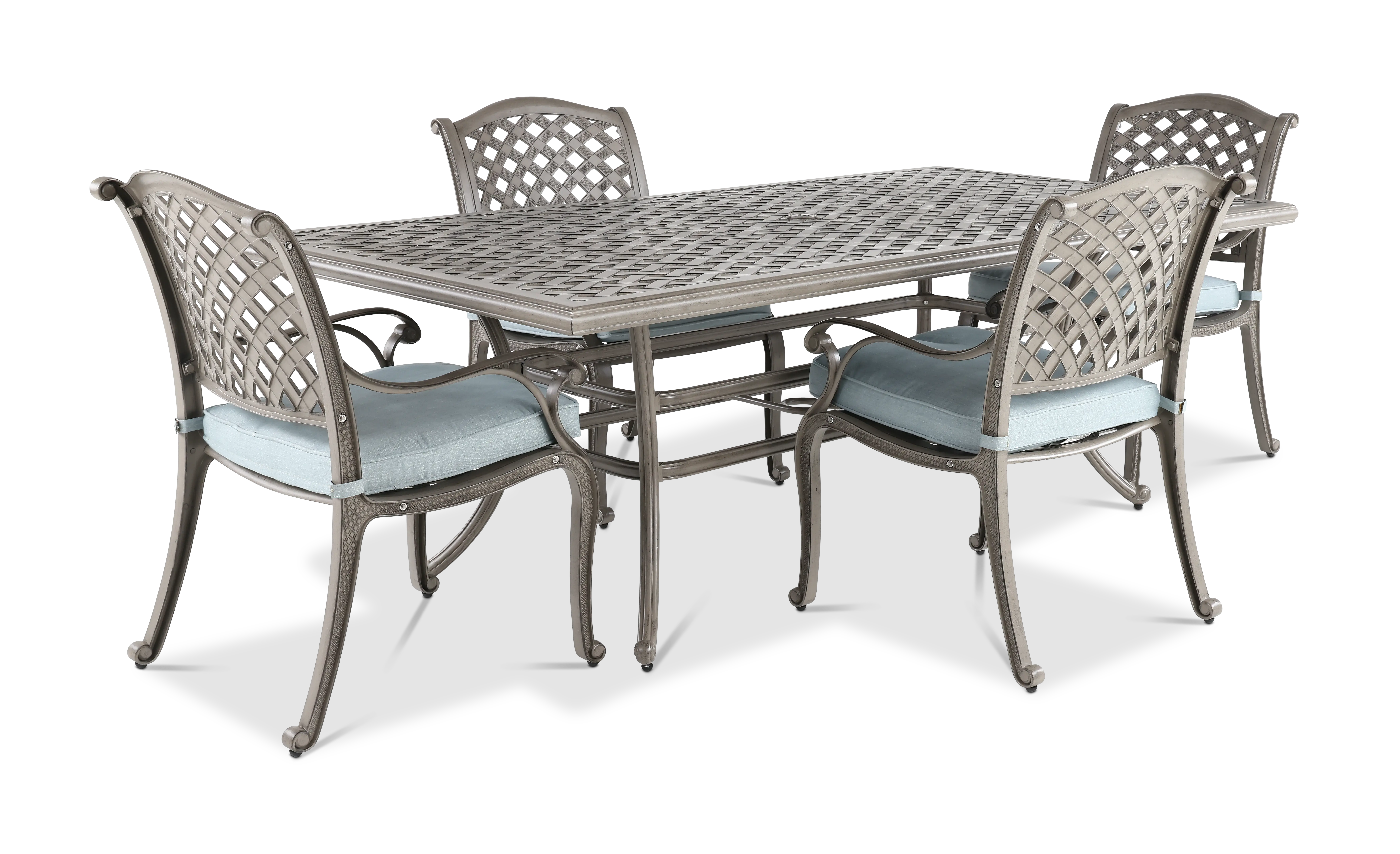 Macan 5 Piece Gray and Blue Patio Dining Set-1