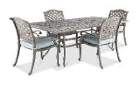 Macan 5 Piece Gray and Blue Patio Dining Set
