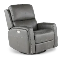 Linden Charcoal Power Recliner with Heat and Massage