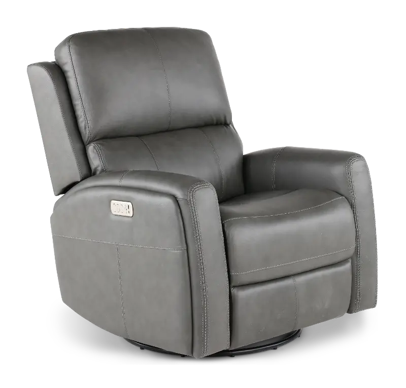 Linden Charcoal Power Recliner with Heat and Massage