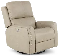 Linden Beige Power Recliner with Heat and Massage