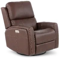 Linden Burnt Umber Power Recliner with Heat and Massage