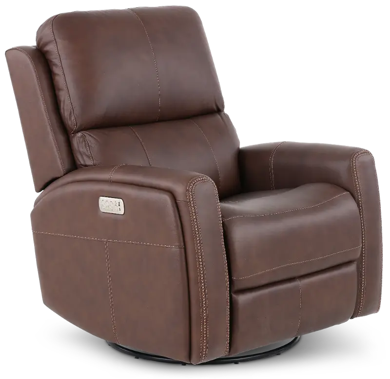 Linden Burnt Umber Power Recliner with Heat and Massage