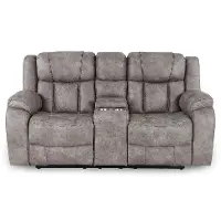 Lux Gray Reclining Loveseat with Console