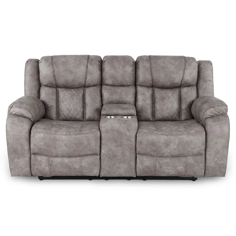 Lux Gray Reclining Loveseat with Console