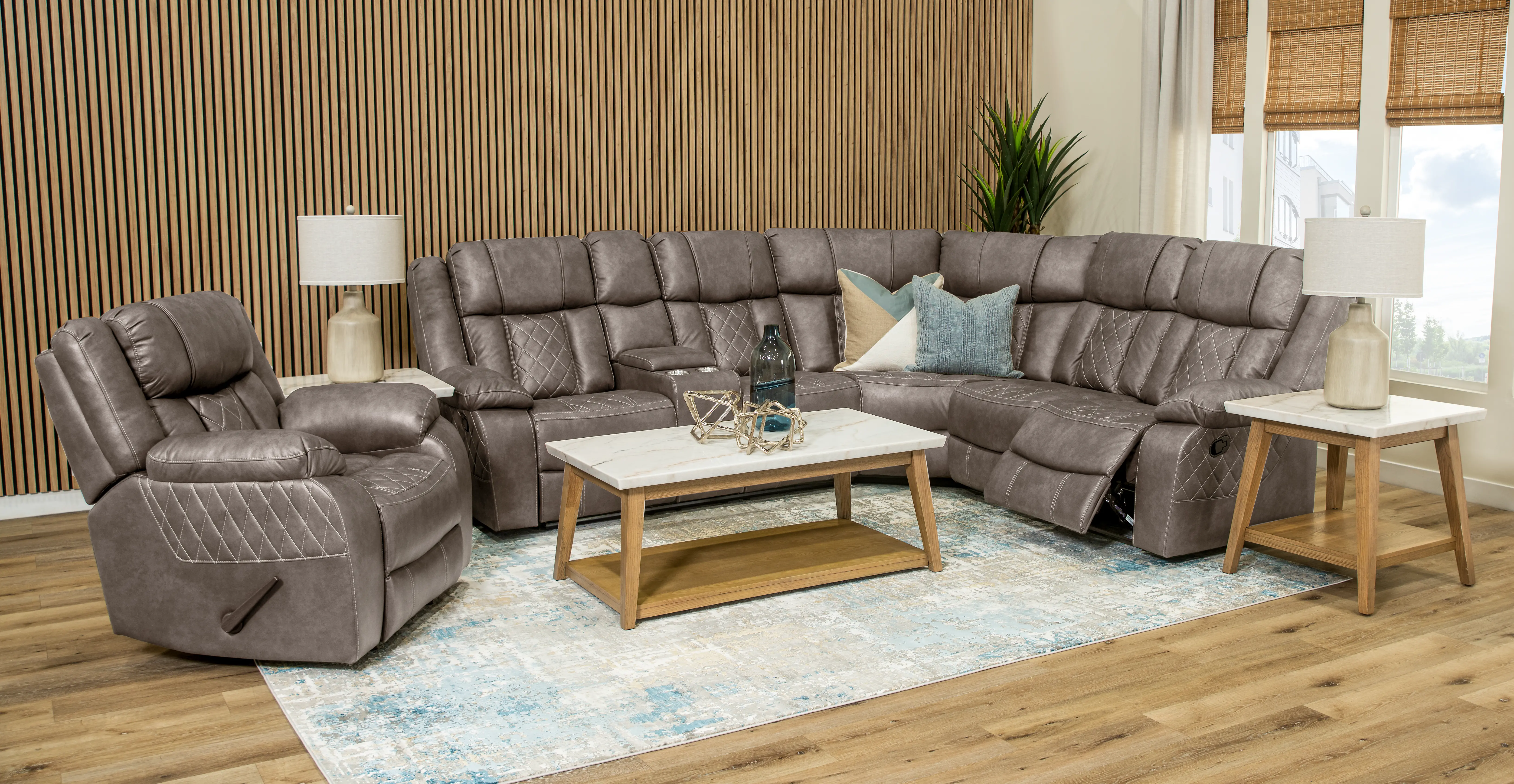 Lux Gray 3-Piece Reclining Sectional-2