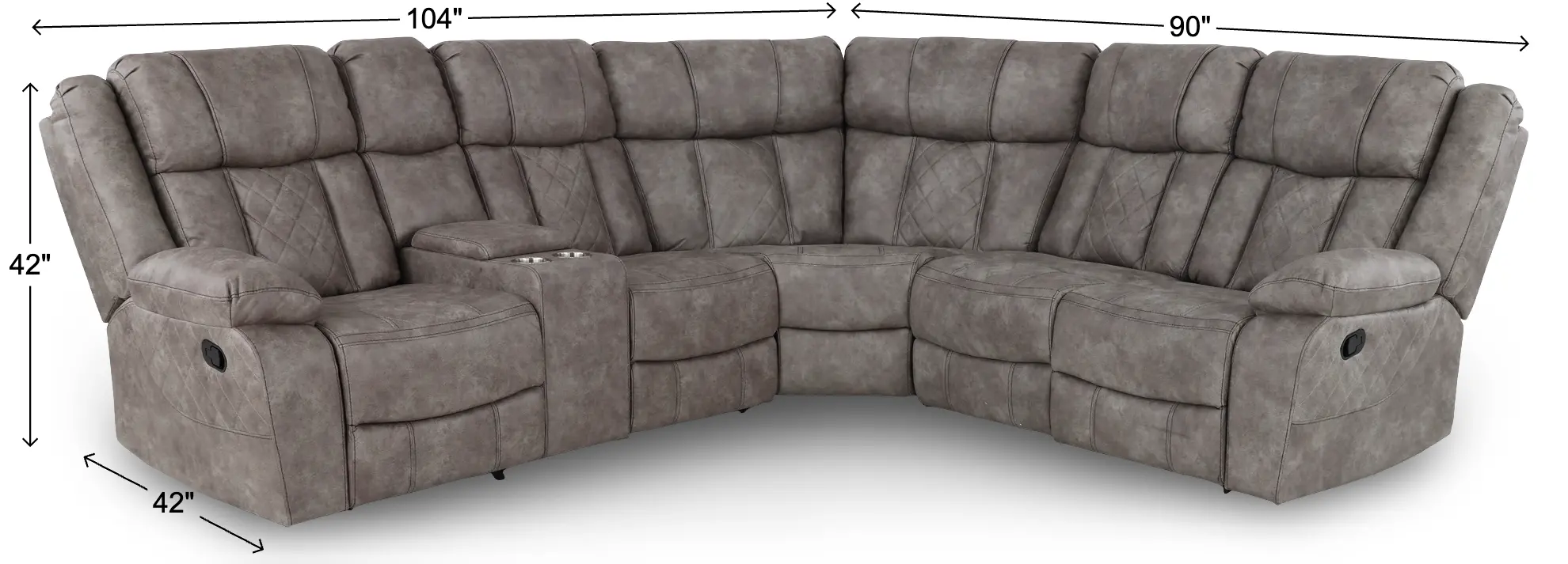 Lux Gray 3-Piece Reclining Sectional-3
